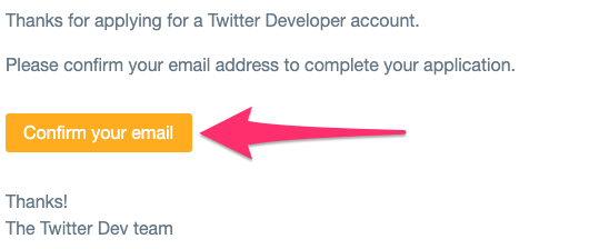 twitter developer account email confirmation